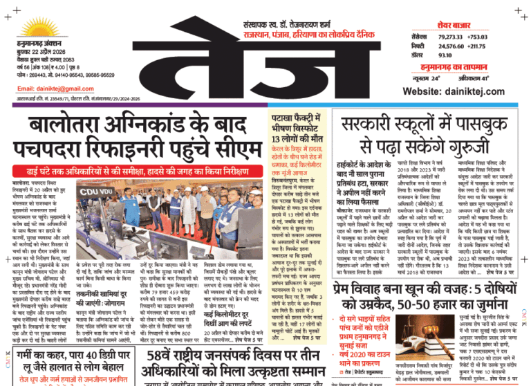 Dainik Tej, Hanumangarh April 22, 20261 copy