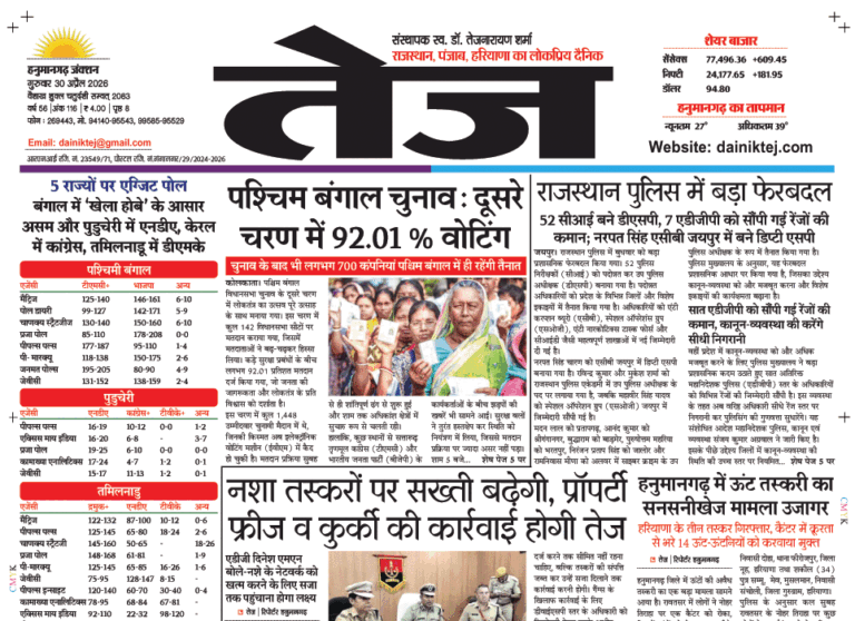 Dainik Tej, Hanumangarh April 30, 20261 copy